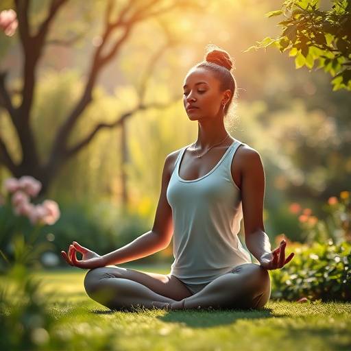 A person meditating in a peaceful garden setting