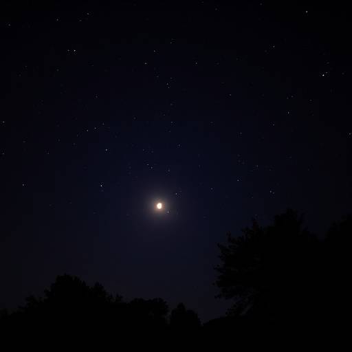 Illustration of a peaceful night scene with stars and a moon