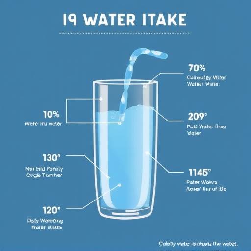 Infographic illustrating the daily water intake recommendations for different age groups and activity levels